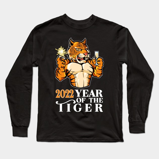 2022 Year of the tiger Long Sleeve T-Shirt by Modern Medieval Design